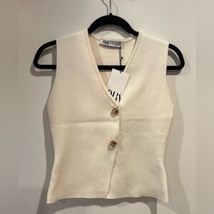 Zara Off-White Knit Top